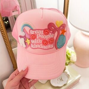 Pink trucker cap multi patch